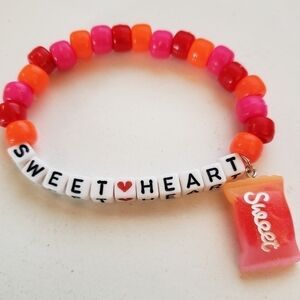 Sweetheart kandi word Bracelet with candy charm